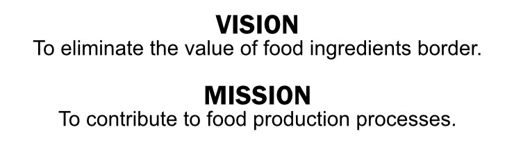 Create meaningful changes to people by co-creating benefits for customers, contributing to food production processes, and enriching the food culture exchange worldwide.