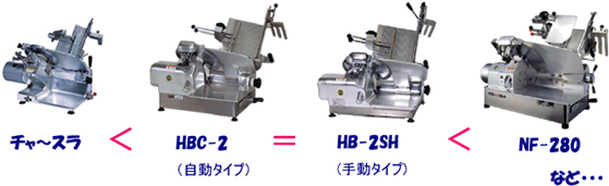 チャ〜スラ、HBC-2(自動タイプ)、HB-2SH(手動タイプ)、NF-280など
