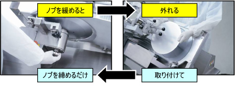 冷凍スライサー レア -AD NF-410U ノブを締めると外れる ノブを締めるだけ取り付けて